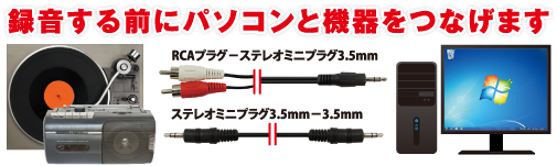 録音する前にパソコンと機器をつなげます