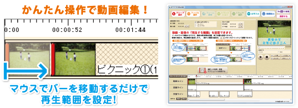 かんたん操作で動画編集！